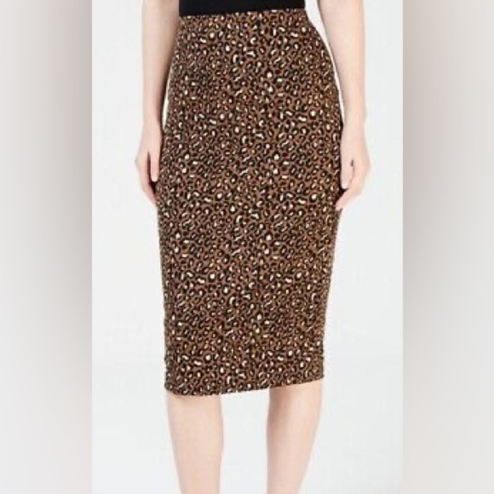 NWT MaxMara Cheetah Max Animal Print Knit Pencil Skirt Tobacco Color Medium